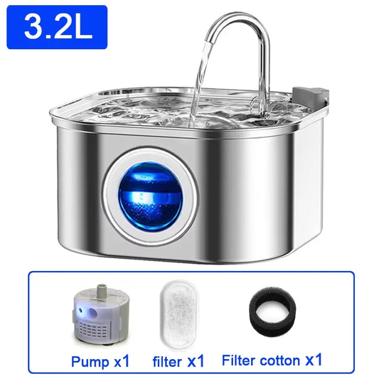 Cat Water Fountain 3.2L Stainless Steel Pet Water Fountain 