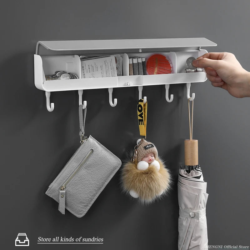 Storage Box with Hook for Bathroom Door Punch-Free