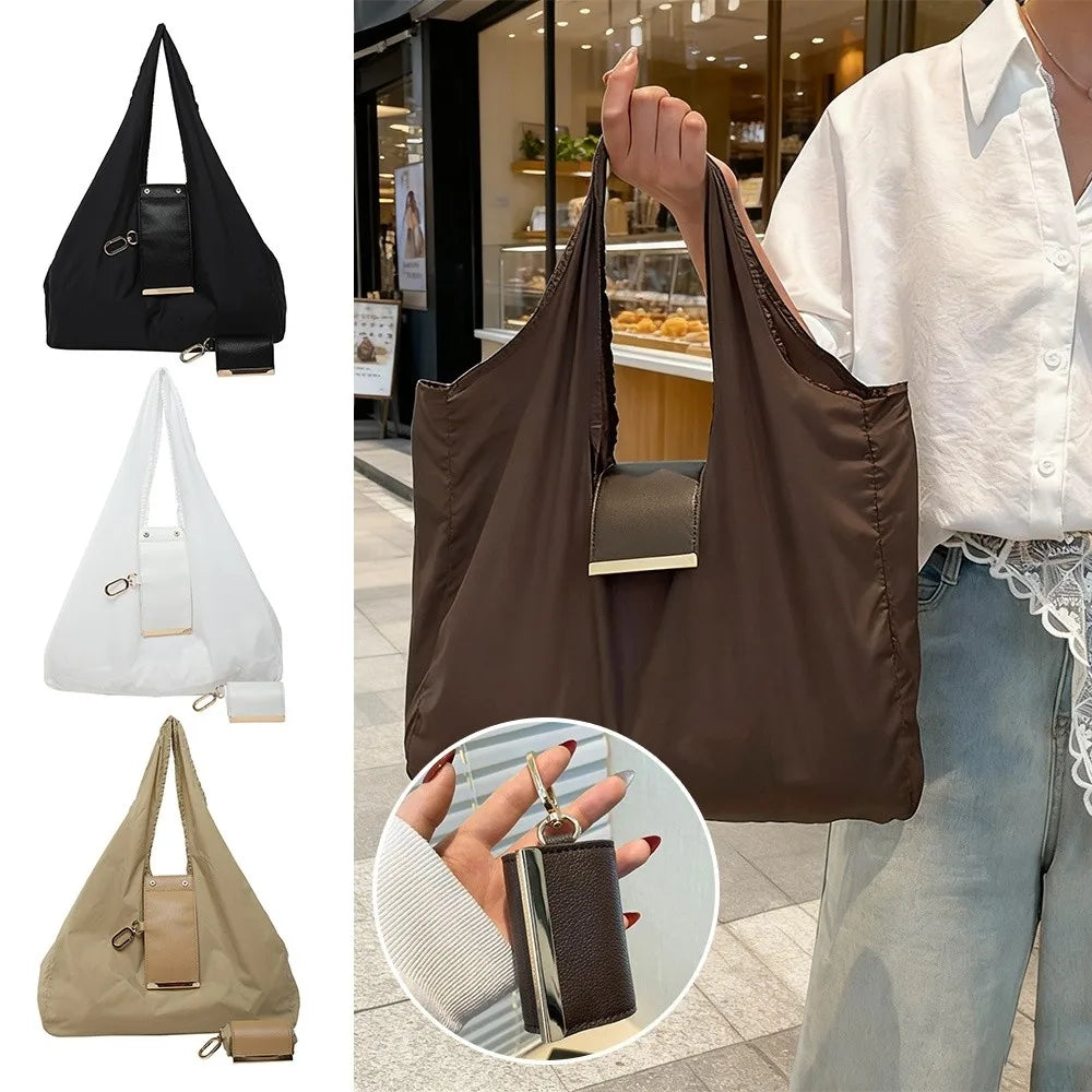 Mini Keychain Tote Bag with Key Ring Foldable