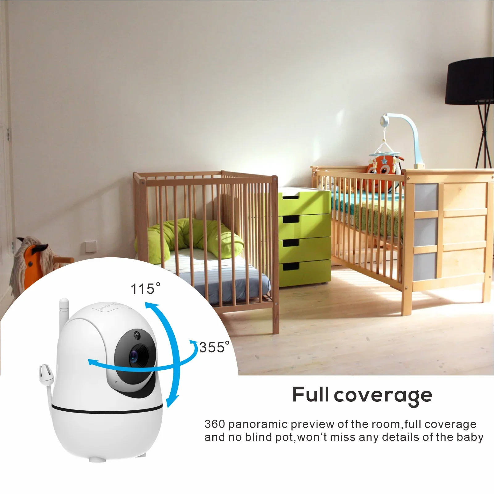 New 5 Inch Video Baby Monitor with Camera and Audio, 4X Zoom, 22Hrs Battery