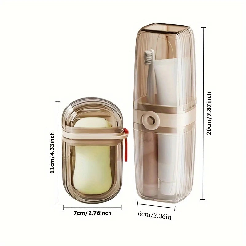 1 Set of Portable Travel Soap Box and Toothbrush Holder Set