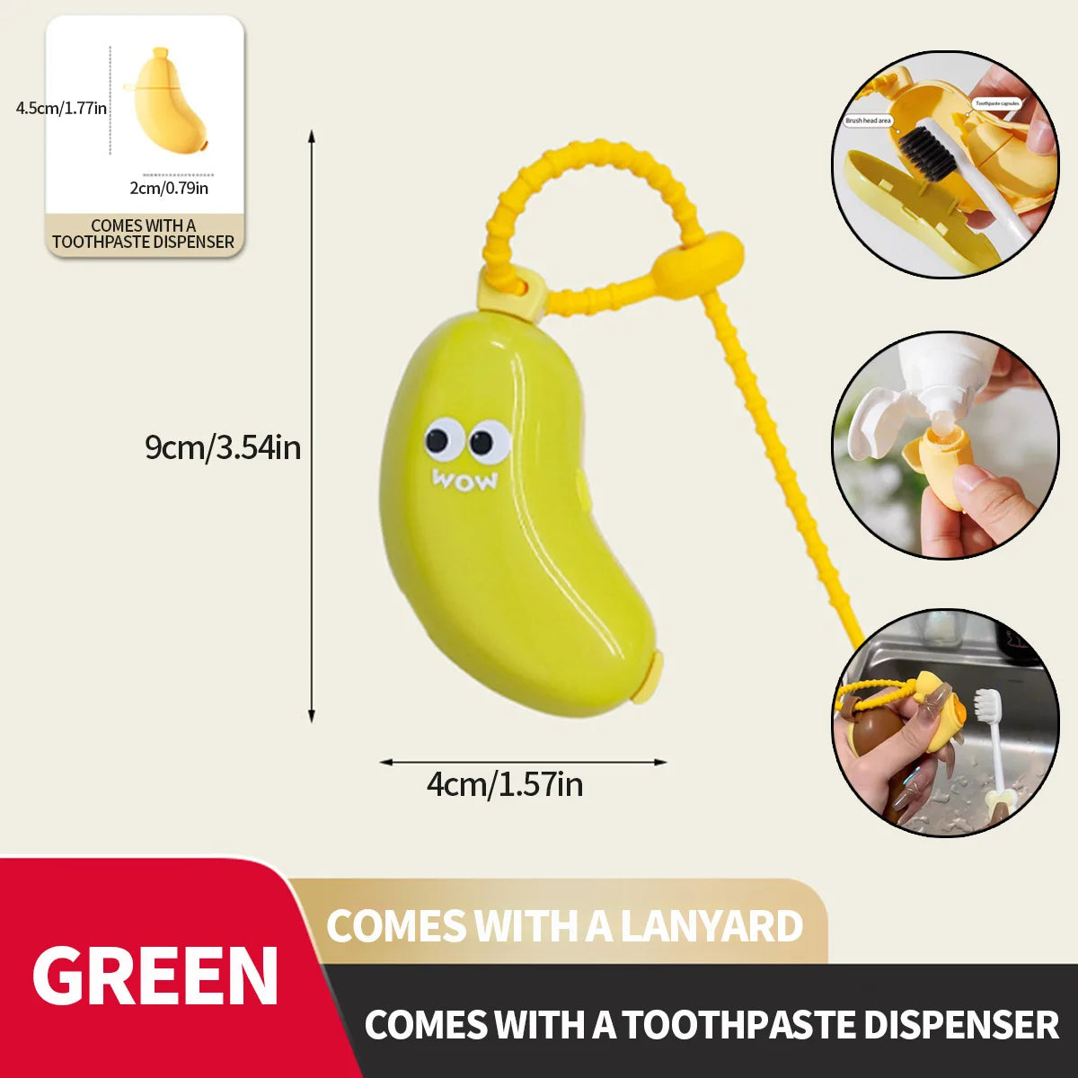 Banana Toothbrush Protective Cap with Toothpaste Storage Box