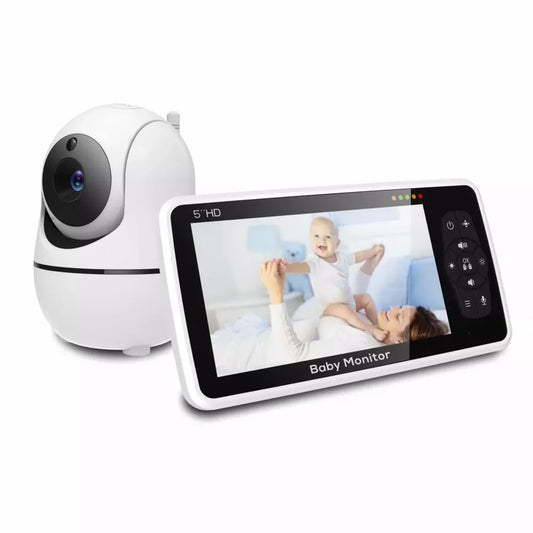 New 5 Inch Video Baby Monitor with Camera and Audio, 4X Zoom, 22Hrs Battery