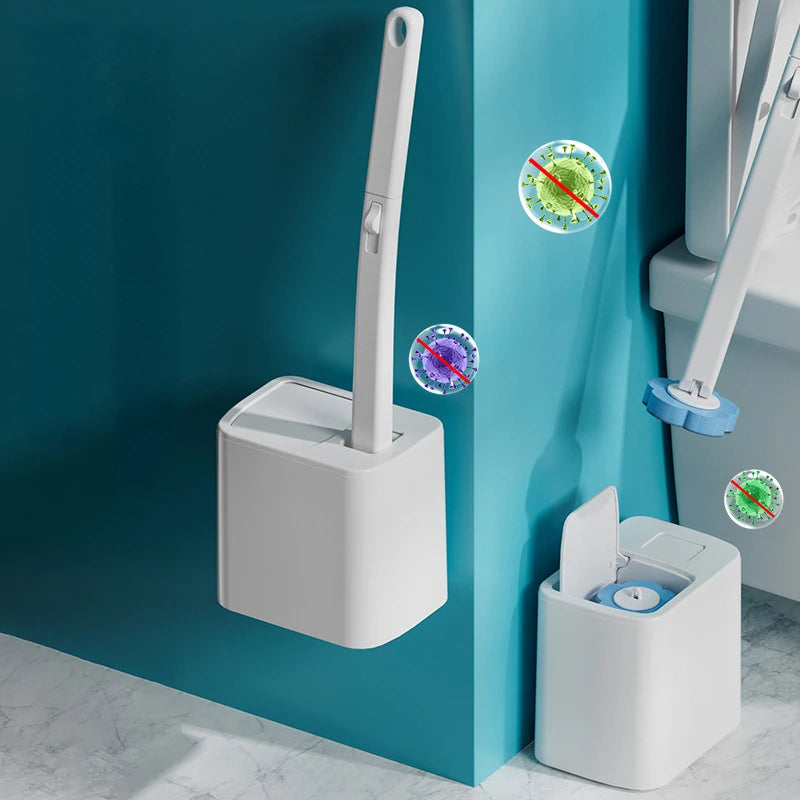 Disposable Toilet Brush Replaceable Wall-Mounted Long Handle