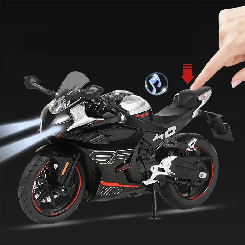 1/12 CFMOTO 450SR Alloy Racing Motorcycle Model Simulation Diecast Metal Street Sports Motorcycle Model Sound Light Kid Toy Gift