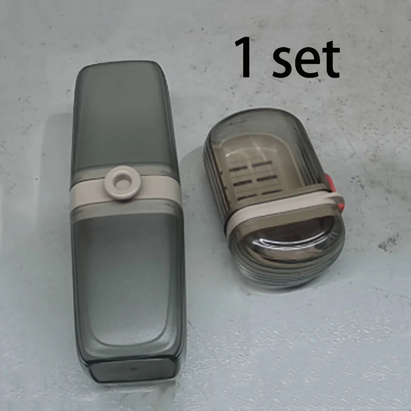 1 Set of Portable Travel Soap Box and Toothbrush Holder Set