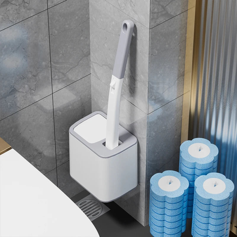 Disposable Toilet Brush Replaceable Wall-Mounted Long Handle