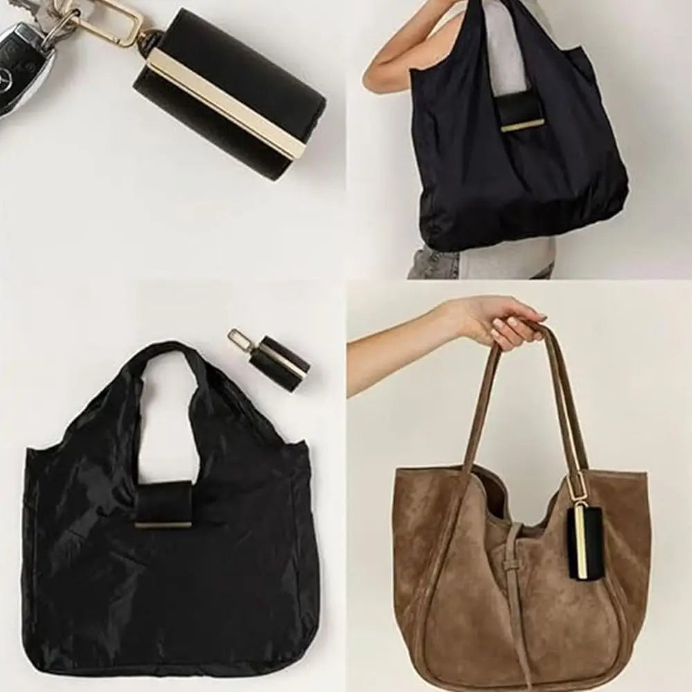 Mini Keychain Tote Bag with Key Ring Foldable