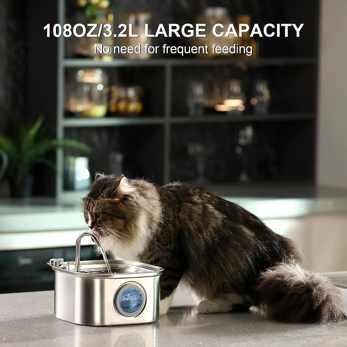 Cat Water Fountain 3.2L Stainless Steel Pet Water Fountain 