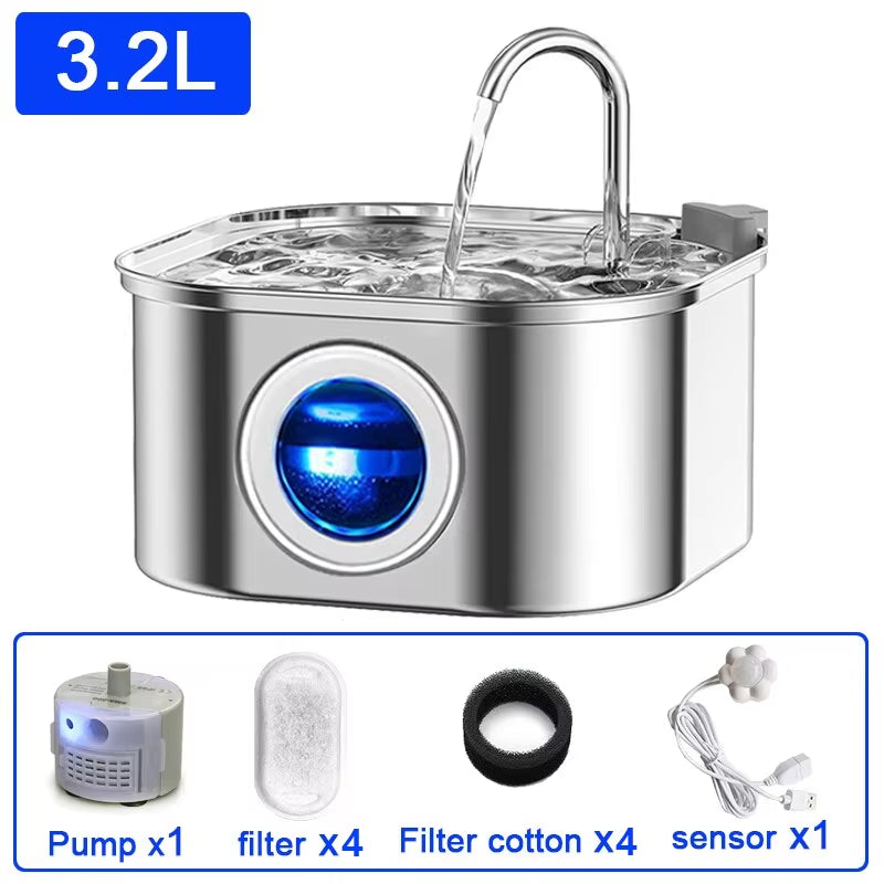 Cat Water Fountain 3.2L Stainless Steel Pet Water Fountain 