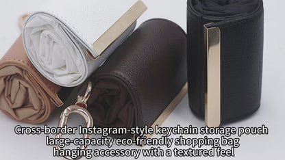 Mini Keychain Tote Bag with Key Ring Foldable